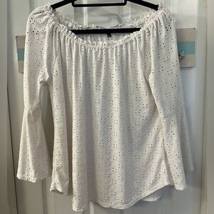 Ava & Grace White Eyelet Off-Shoulder Top Sz L